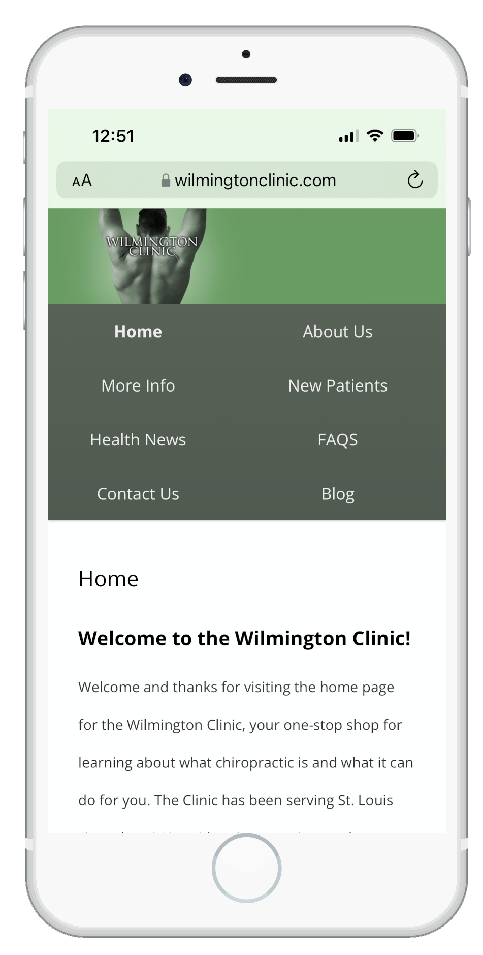 Wilmington Clinic - Mobile Homepage